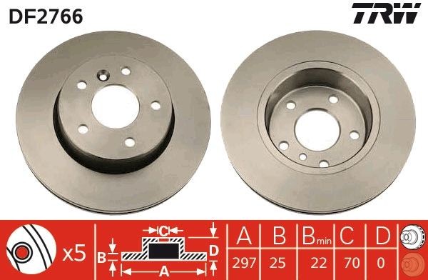 Disco de Freno Delantero TRW DF2766 para Land Rover Range Rover