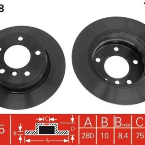 Disco de Freno Trasero TRW DF4448 para BMW 116i, 116d