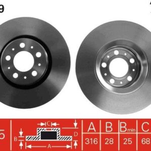 Disco de Freno Delantero TRW DF4339 para Volvo S60, XC90