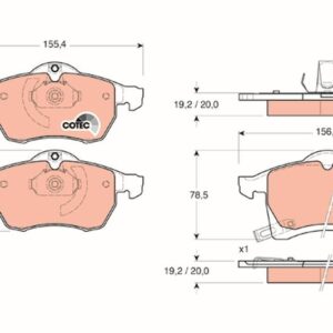 Pastilla de Freno Delantera TRW GDB1350 para Opel Astra, Zafira