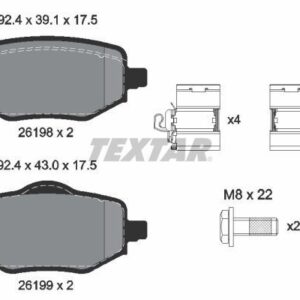 Pastilla de Freno Trasera Textar 2619801 para Peugeot 208, 2008 · Opel Corsa, Mokka
