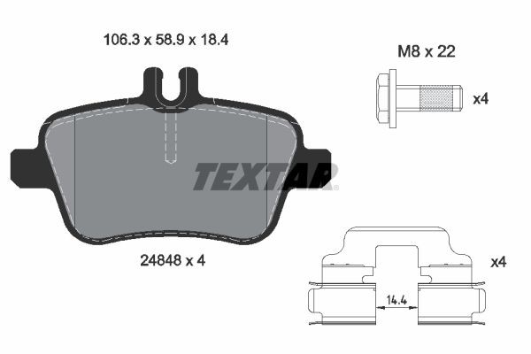Pastilla de Freno Trasera Textar 2484801 para Mercedes-Benz CLA250, B180 · Infiniti Q30, QX30